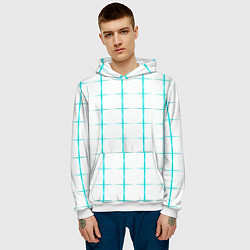 Толстовка-худи мужская Color white light blue crosses, цвет: 3D-белый — фото 2