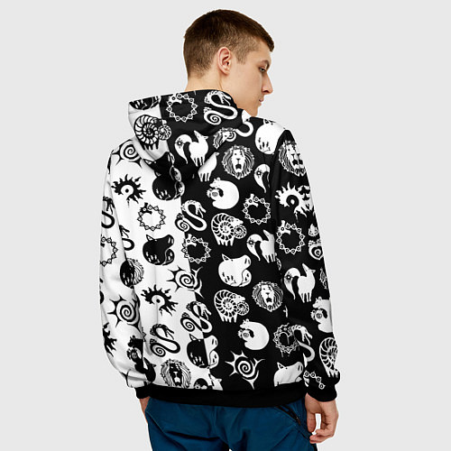 Мужская толстовка Doom anime black pattern / 3D-Черный – фото 4