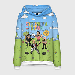 Толстовка-худи мужская System of a Down, мультяшный, цвет: 3D-белый