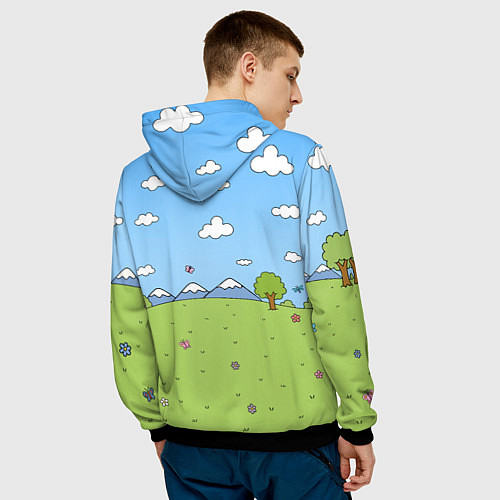 Мужская толстовка Linkin Park мультяшный стиль на поляне / 3D-Черный – фото 4