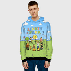 Толстовка-худи мужская Linkin Park мультяшный стиль на поляне, цвет: 3D-черный — фото 2
