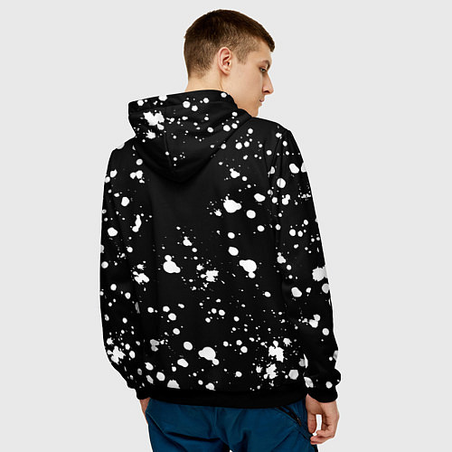 Мужская толстовка Doom белые краски текстура / 3D-Черный – фото 4