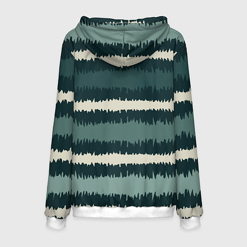 Мужская толстовка Полосы зигзагообразные зеленые / 3D-Белый – фото 2