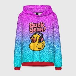 Толстовка-худи мужская Duck yeah - утка в наушниках, цвет: 3D-красный