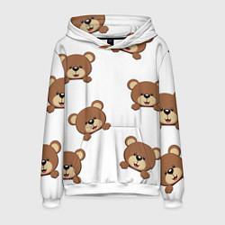 Толстовка-худи мужская Мордашка мишки, цвет: 3D-белый