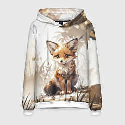 Толстовка-худи мужская Юный лисёнок, цвет: 3D-белый