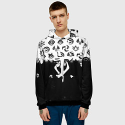 Толстовка-худи мужская Doom черно белые аниме, цвет: 3D-черный — фото 2