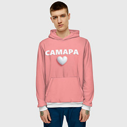 Толстовка-худи мужская Самара сердце, цвет: 3D-белый — фото 2
