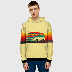 Толстовка-худи мужская Ретро автобус РАФ-977 поп-арт, цвет: 3D-черный — фото 2