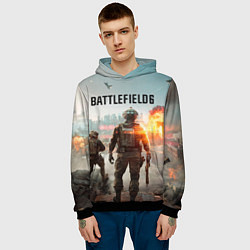 Толстовка-худи мужская Солдаты из Battlefield 6, цвет: 3D-черный — фото 2