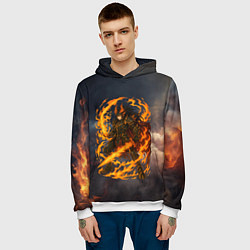 Толстовка-худи мужская Герой аниме дракон с огненным мечем, цвет: 3D-белый — фото 2