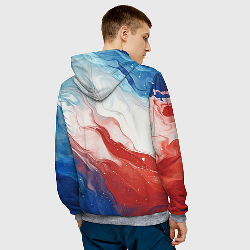 Мужская толстовка Лисенок с флагом России / 3D-Меланж – фото 4