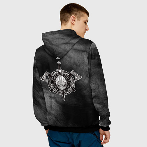 Мужская толстовка Викинг с топором с мистическими спутниками / 3D-Черный – фото 4