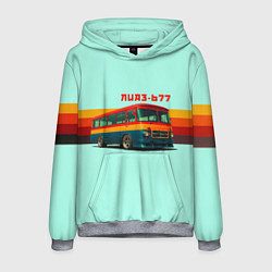 Толстовка-худи мужская Ретро автобус ЛИАЗ-677 поп-арт, цвет: 3D-меланж