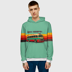 Толстовка-худи мужская Ретро автобус ЗИЛ 158ВРА1 поп-арт, цвет: 3D-белый — фото 2