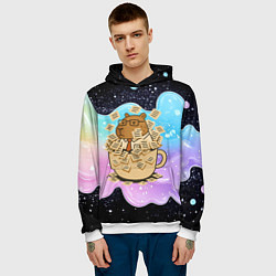 Толстовка-худи мужская Менеджер капибара в кружке в стикерах, цвет: 3D-белый — фото 2