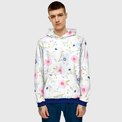 Толстовка-худи мужская Нежные цветочки, цвет: 3D-синий — фото 2