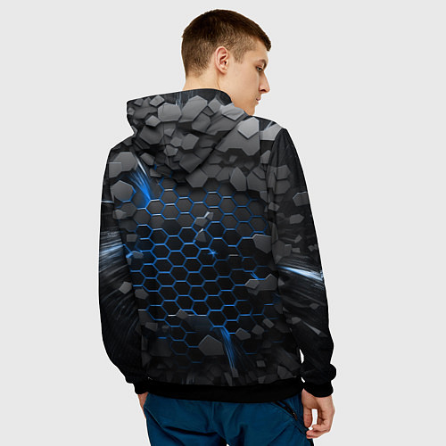 Мужская толстовка Саня держит удар - щит / 3D-Черный – фото 4