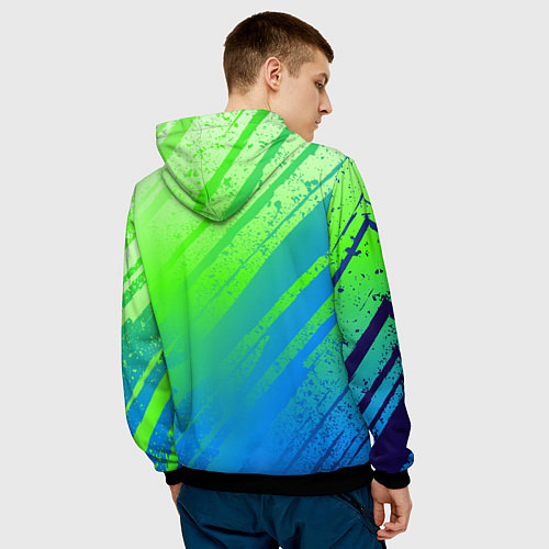 Мужская толстовка Саня всегда на высоте - горы и небоскреб / 3D-Черный – фото 4