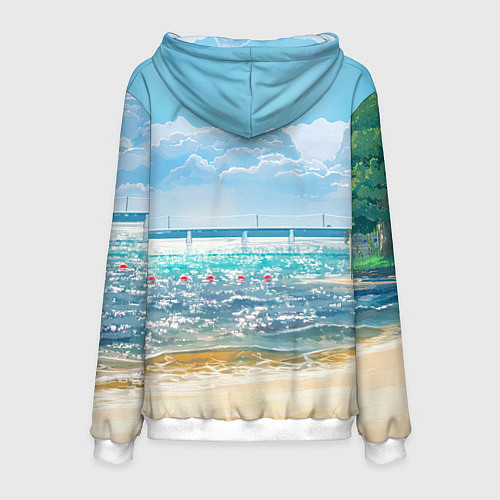 Мужская толстовка Бегемотик в плавательном круге с уточкой / 3D-Белый – фото 2