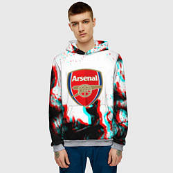 Толстовка-худи мужская Arsenal огонь глитч, цвет: 3D-меланж — фото 2