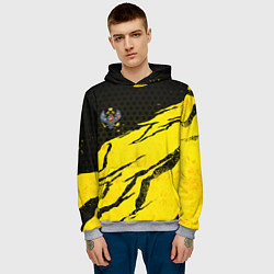 Толстовка-худи мужская Российская империя - Желтые потертости, цвет: 3D-меланж — фото 2