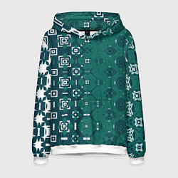 Толстовка-худи мужская Изумрудные узоры, цвет: 3D-белый