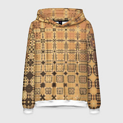 Толстовка-худи мужская Абстрактный узор кремово-песочный, цвет: 3D-белый