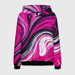 Толстовка-худи мужская Розово белая абстракция, цвет: 3D-черный
