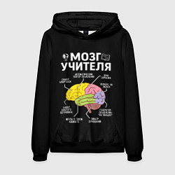 Толстовка-худи мужская Мозг учителя цветной, цвет: 3D-черный