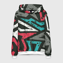 Толстовка-худи мужская Геометрический узор, цвет: 3D-белый