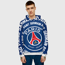 Толстовка-худи мужская ПСЖ надписи по кругу, цвет: 3D-белый — фото 2