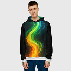 Толстовка-худи мужская Разноцветное пламя, цвет: 3D-белый — фото 2