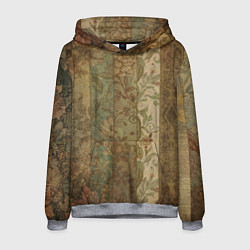 Толстовка-худи мужская Винтажный коллаж из полос, цвет: 3D-меланж