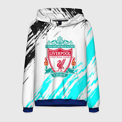 Толстовка-худи мужская Ливерпуль штрихи красок, цвет: 3D-синий