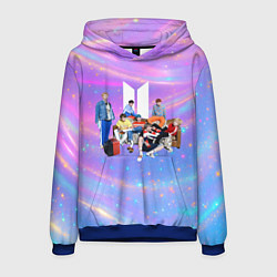 Толстовка-худи мужская BTS на диване, цвет: 3D-синий
