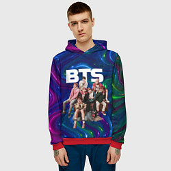 Толстовка-худи мужская BTS фотосессия на диване, цвет: 3D-красный — фото 2