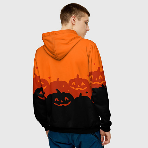 Мужская толстовка Хэллоуин счастливые тыквы / 3D-Черный – фото 4