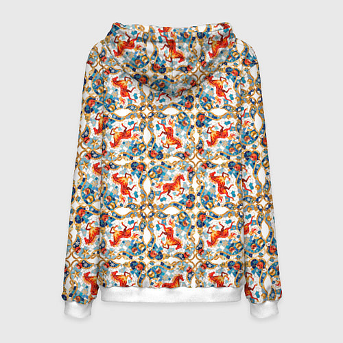 Мужская толстовка Орнамент с лошадью - символом Нового 2026 года / 3D-Белый – фото 2