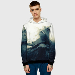 Толстовка-худи мужская Чёрно-синие абстрактные краски, цвет: 3D-черный — фото 2