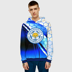Толстовка-худи мужская Лестер сити броня соты, цвет: 3D-синий — фото 2