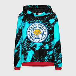 Толстовка-худи мужская Лестер сити голубые краски, цвет: 3D-красный