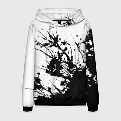 Толстовка-худи мужская Чёрная взрывная краска на белом, цвет: 3D-черный