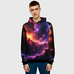 Толстовка-худи мужская Фантастические космические туманы, цвет: 3D-черный — фото 2