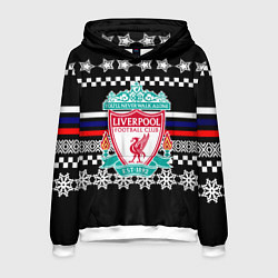 Толстовка-худи мужская Ливерпуль текстура триколор зима, цвет: 3D-белый