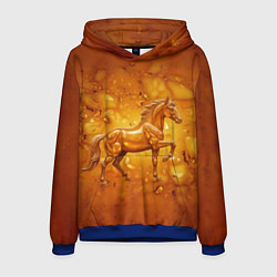 Толстовка-худи мужская Лошадь из желтого янтаря, цвет: 3D-синий