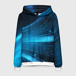 Толстовка-худи мужская Абстракция волнистых линий, цвет: 3D-белый