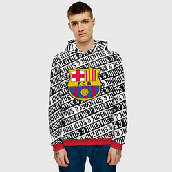 Толстовка-худи мужская Барселона х Ювентус паттерн, цвет: 3D-красный — фото 2
