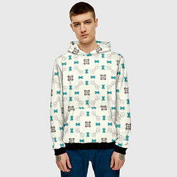 Толстовка-худи мужская Узорчатый паттерн в квадратных ячейках, цвет: 3D-черный — фото 2