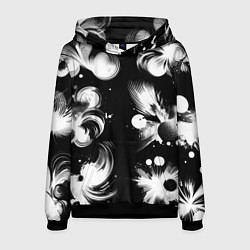 Толстовка-худи мужская Чёрно-белый абстрактный паттерн, цвет: 3D-черный